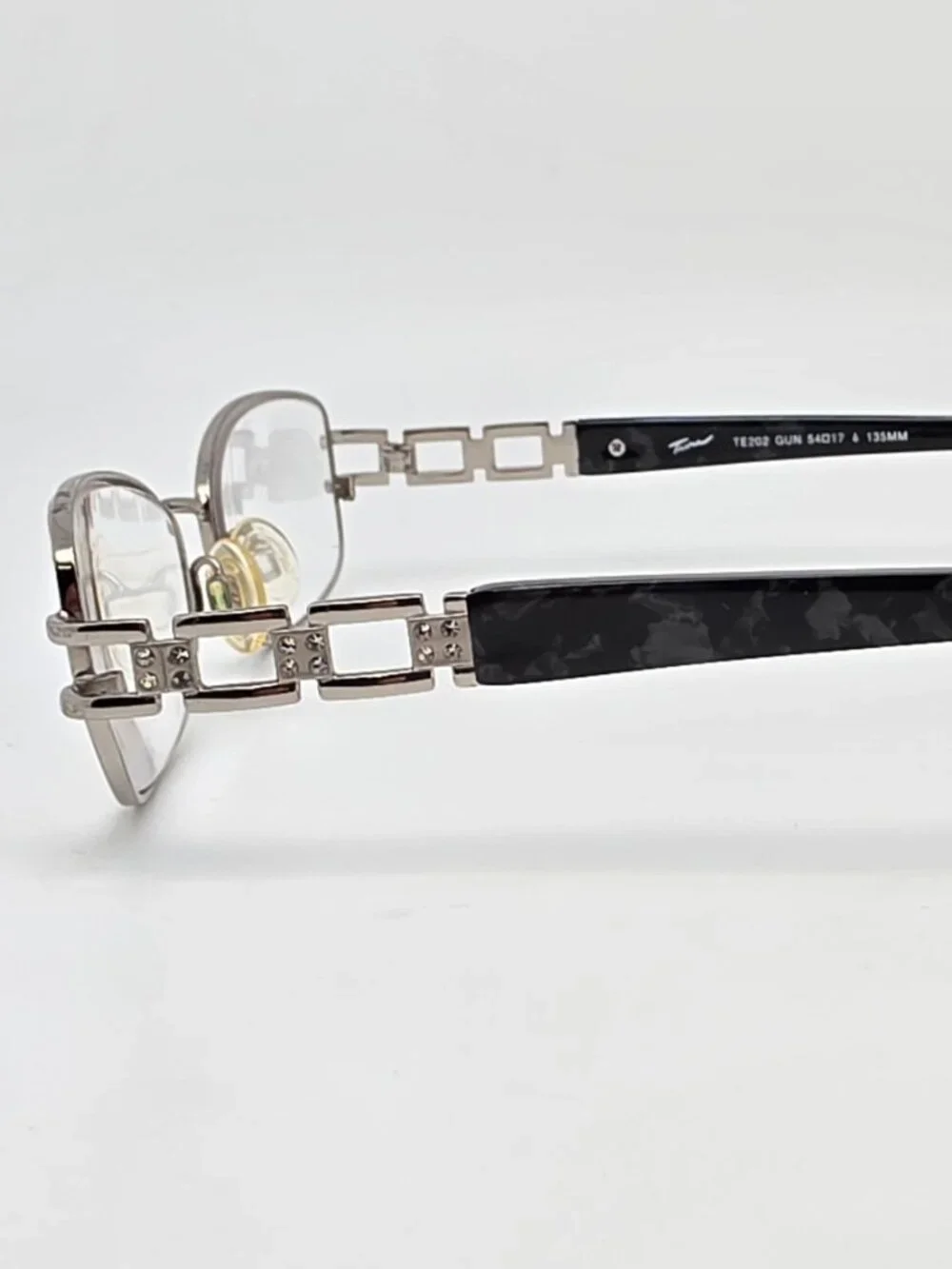 Tura TE202 Silver Black Tortoise Rhinestone Eyeglasses Frame Japan 54-17-135